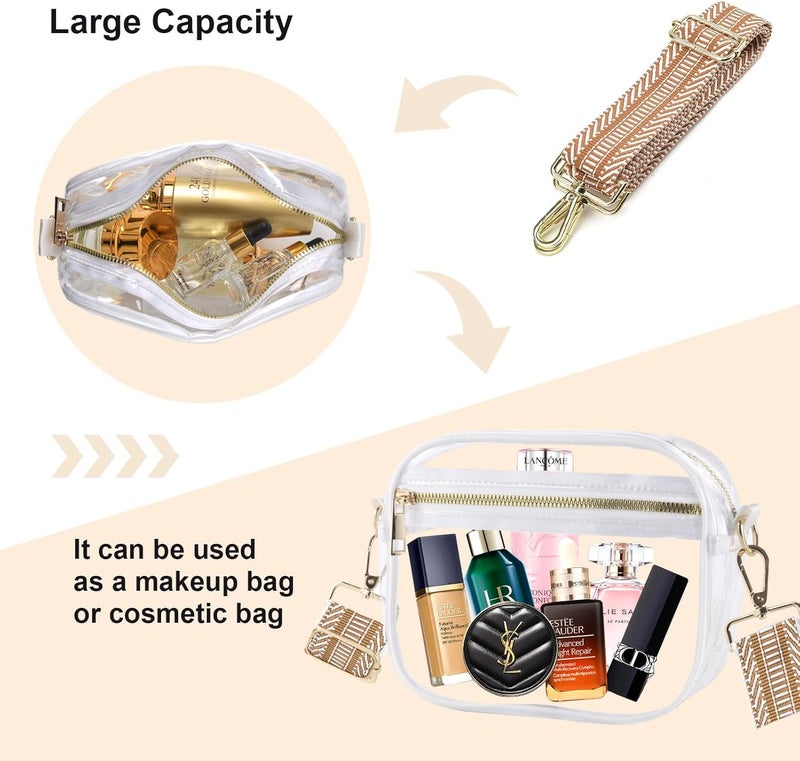 Fibrdoo Clear Bag Stadium Approved, Leather Clear Crossbody Purse Bag for Concerts Sports Events Festivals - Image 5